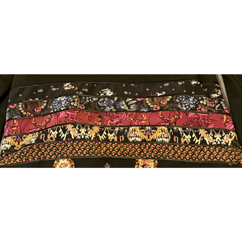 Coldwater Creek Blazer Size L Open Front Jacket Black Patchwork Boho Cardigan - Picture 3 of 12